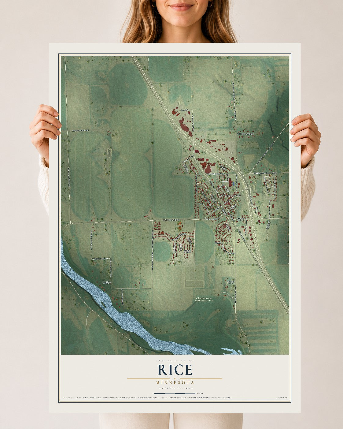 Map of Rice, Minnesota, 24 x 36 inch unframed archival matte print