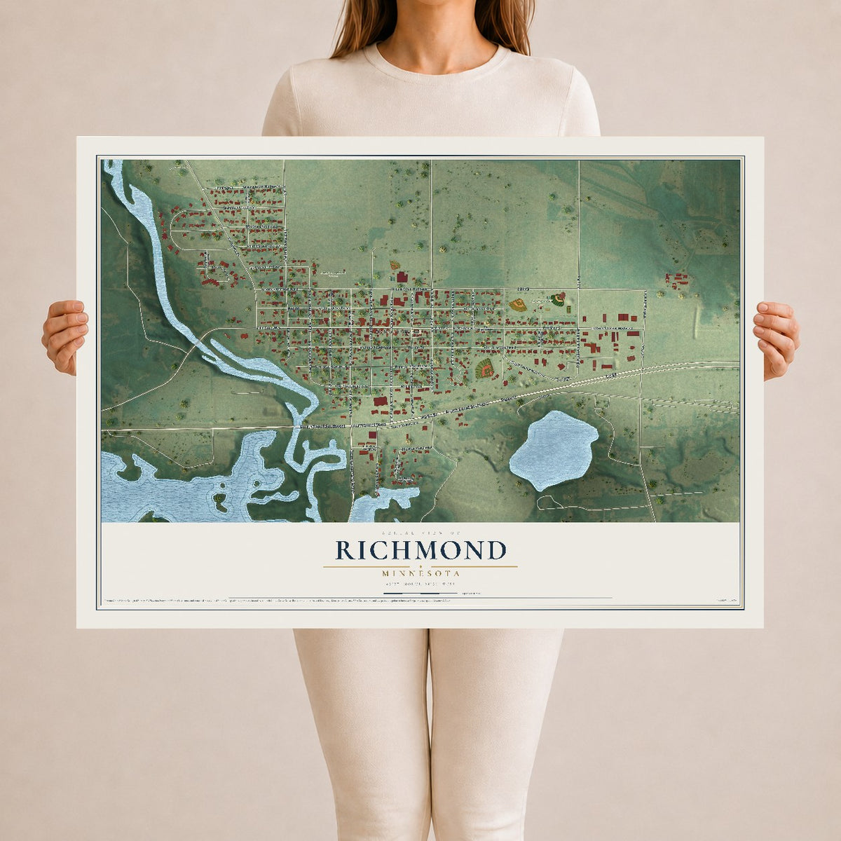 Map of Richmond, Minnesota, 24 x 36 inch unframed archival matte print