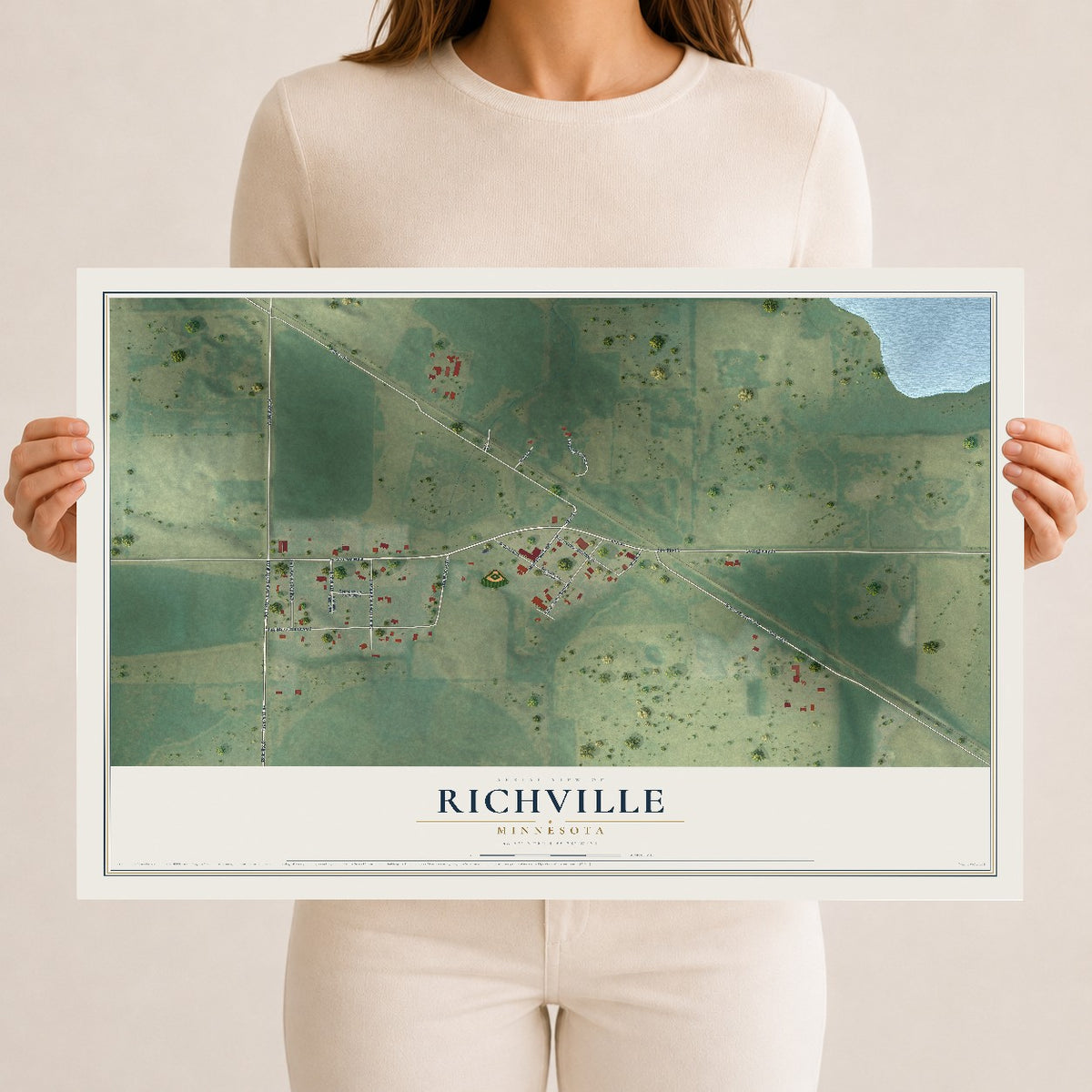 Map of Richville, Minnesota, 12 x 18 inch unframed archival matte print