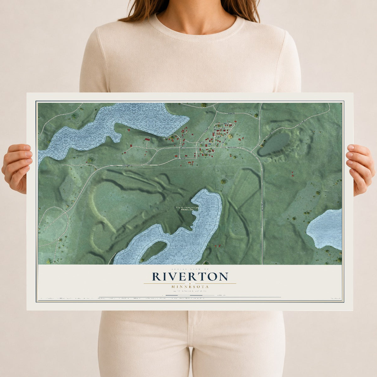 Map of Riverton, Minnesota, 12 x 18 inch unframed archival matte print