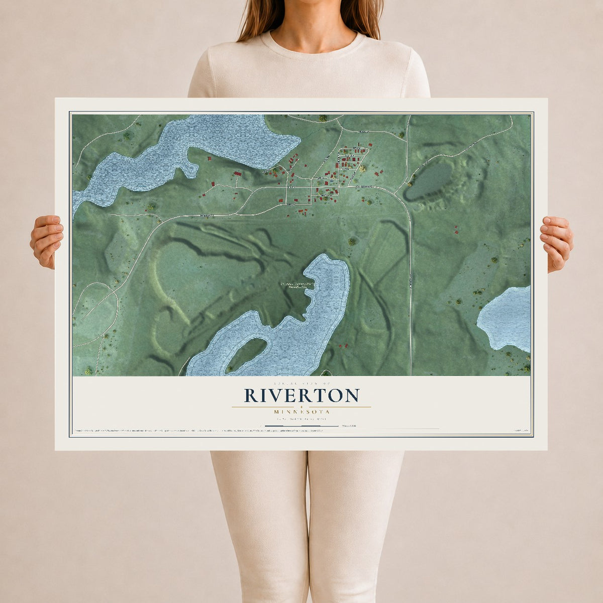 Map of Riverton, Minnesota, 24 x 36 inch unframed archival matte print