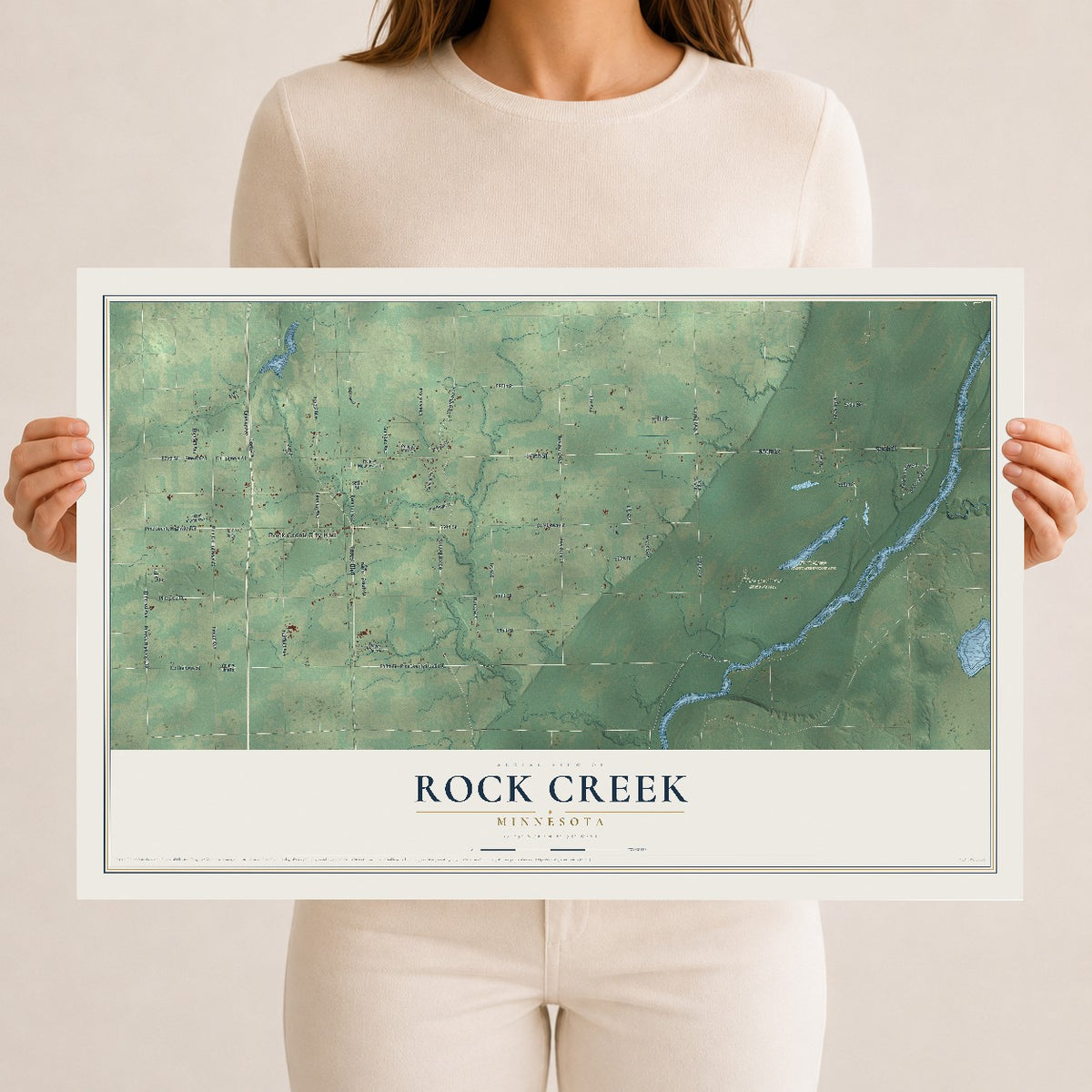 Map of Rock Creek, Minnesota, 12 x 18 inch unframed archival matte print