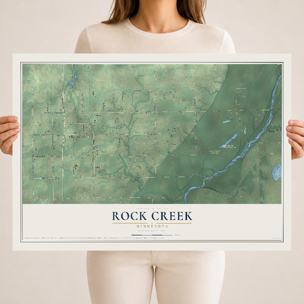 Map of Rock Creek, Minnesota, 18 x 24 inch unframed archival matte print
