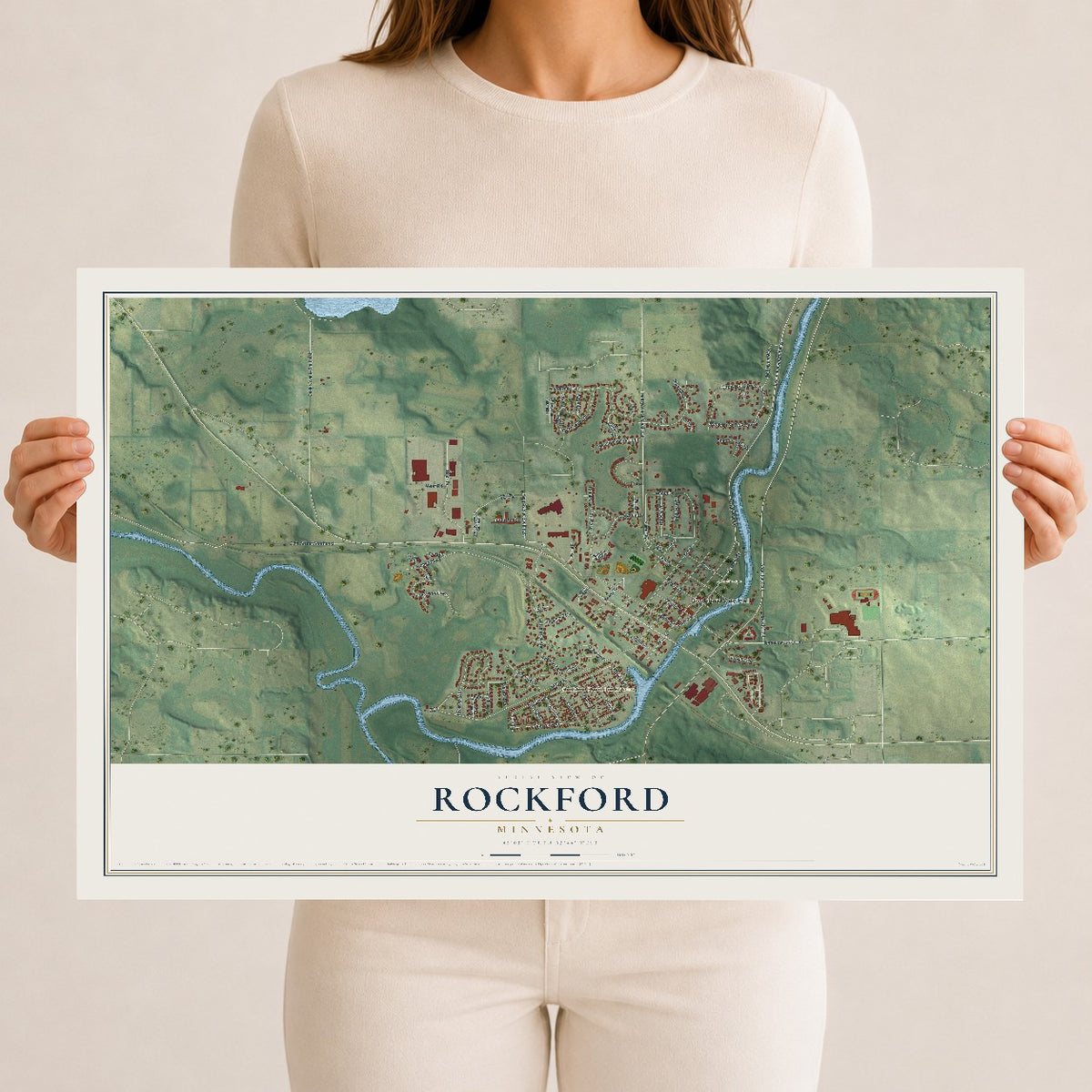 Map of Rockford, Minnesota, 12 x 18 inch unframed archival matte print