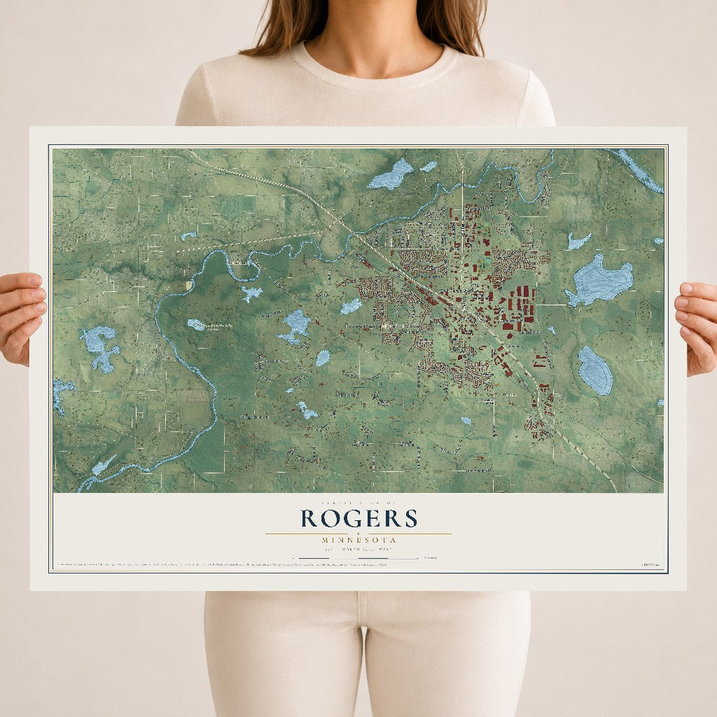 Map of Rogers, Minnesota, 18 x 24 inch unframed archival matte print