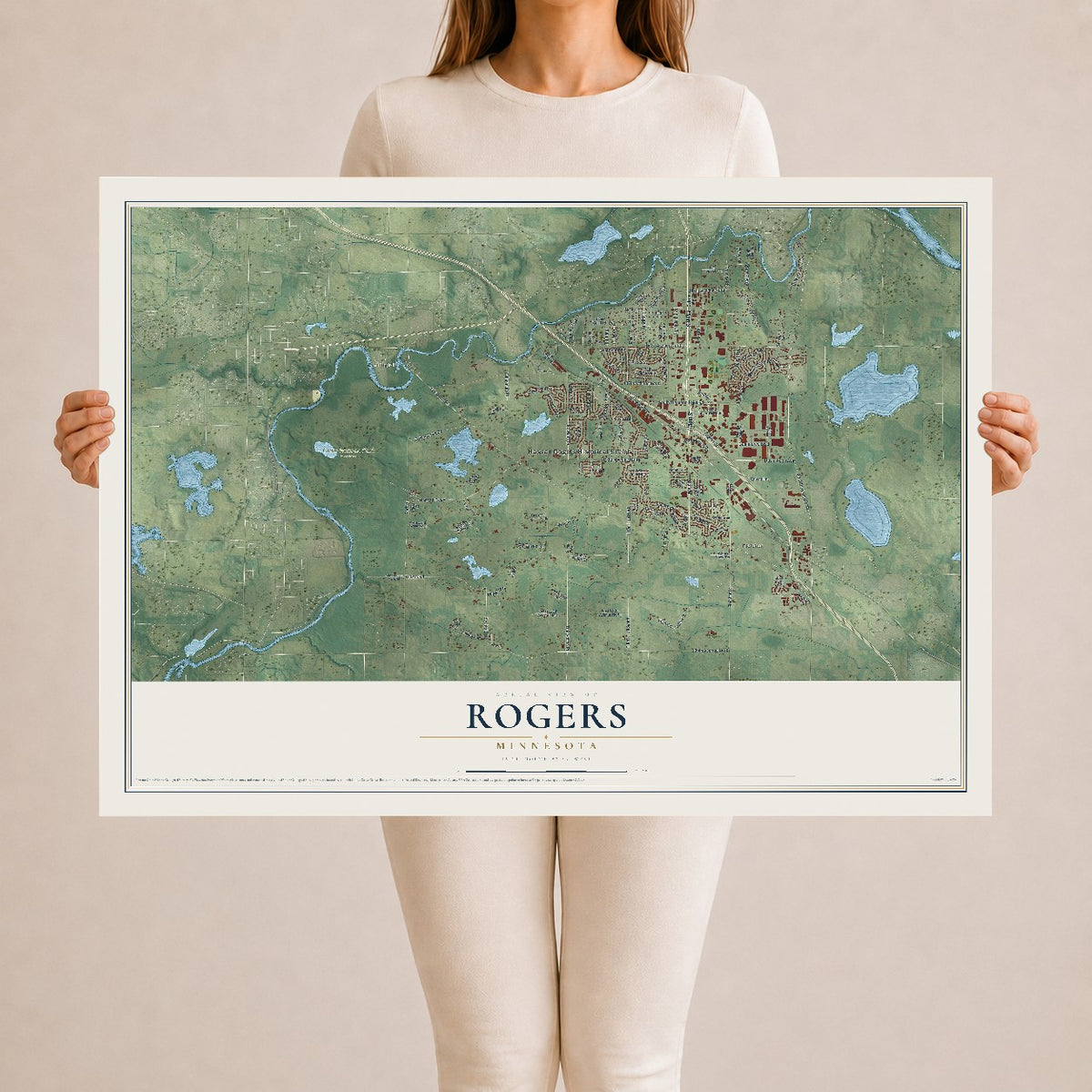 Map of Rogers, Minnesota, 24 x 36 inch unframed archival matte print