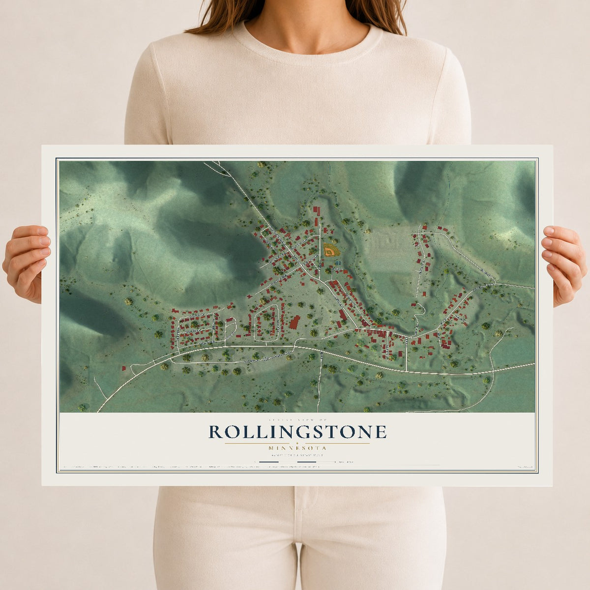 Map of Rollingstone, Minnesota, 12 x 18 inch unframed archival matte print