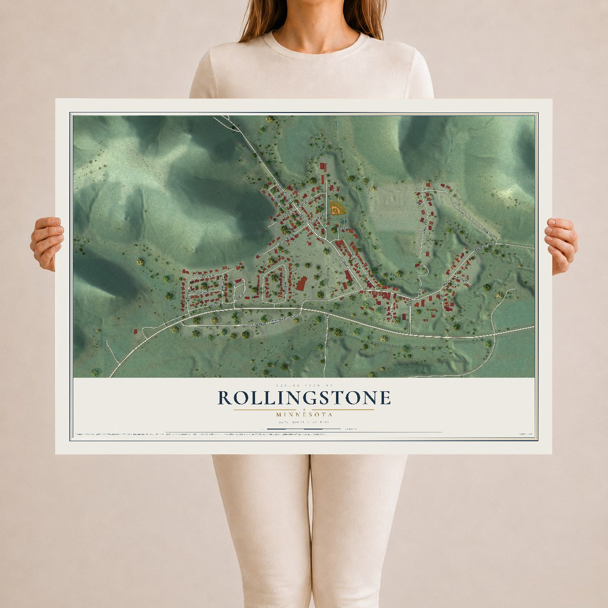 Map of Rollingstone, Minnesota, 24 x 36 inch unframed archival matte print