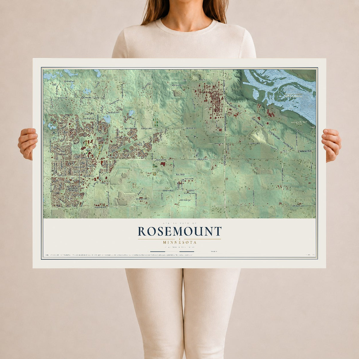 Map of Rosemount, Minnesota, 24 x 36 inch unframed archival matte print