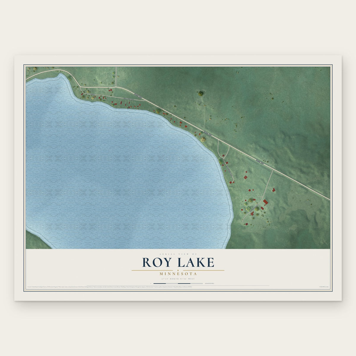 Roy Lake, Minnesota map print, the full design