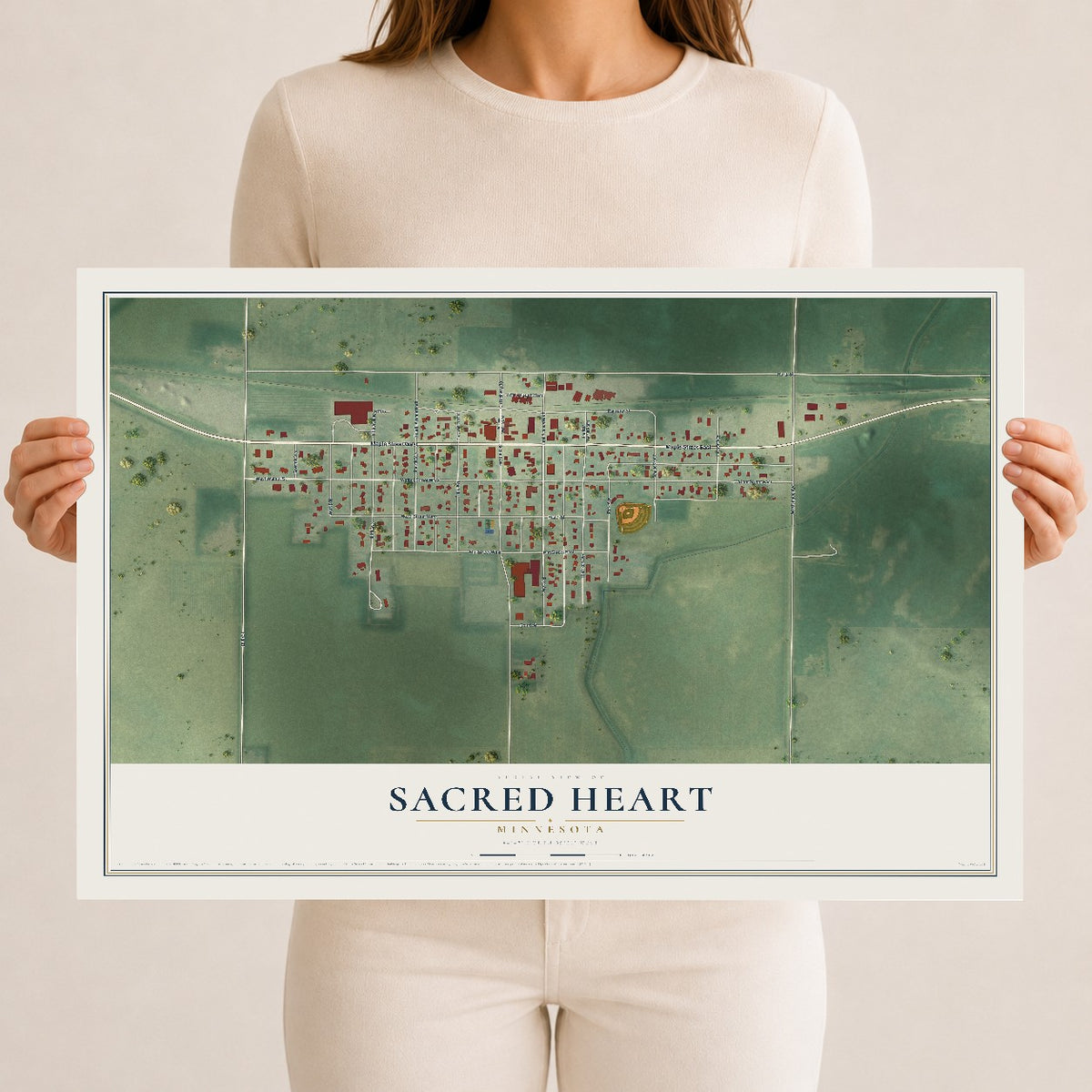 Map of Sacred Heart, Minnesota, 12 x 18 inch unframed archival matte print