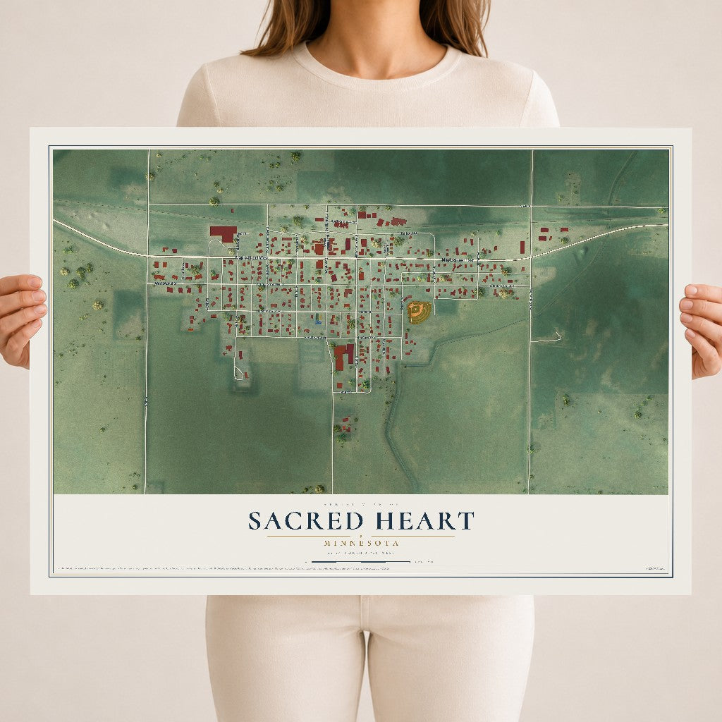 Map of Sacred Heart, Minnesota, 18 x 24 inch unframed archival matte print