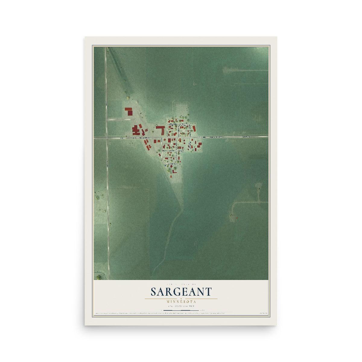 Map of Sargeant, Minnesota, 12 x 18 inch unframed archival matte print