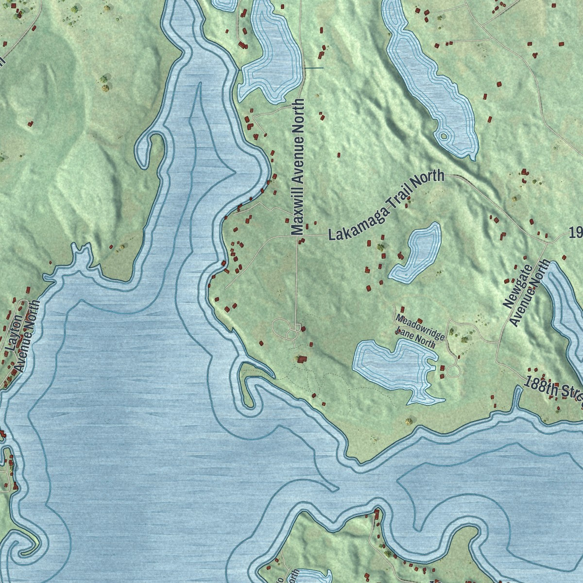 Second close-up of the map of Scandia, Minnesota print showing more streets and buildings