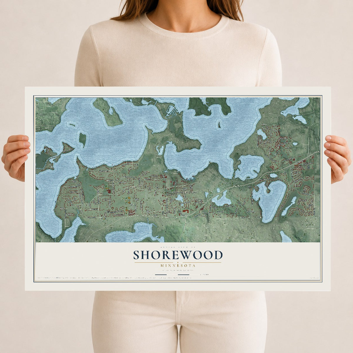 Map of Shorewood, Minnesota, 12 x 18 inch unframed archival matte print