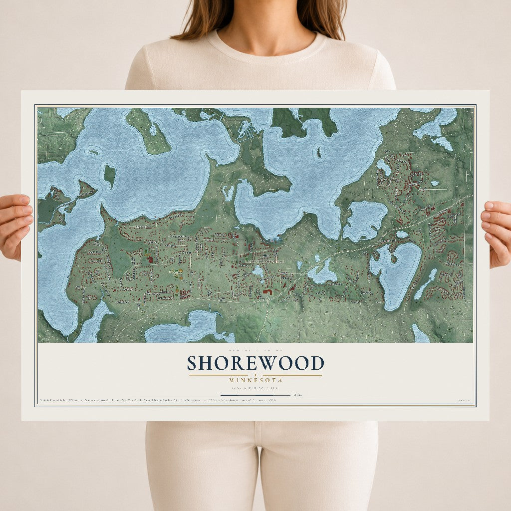 Map of Shorewood, Minnesota, 18 x 24 inch unframed archival matte print