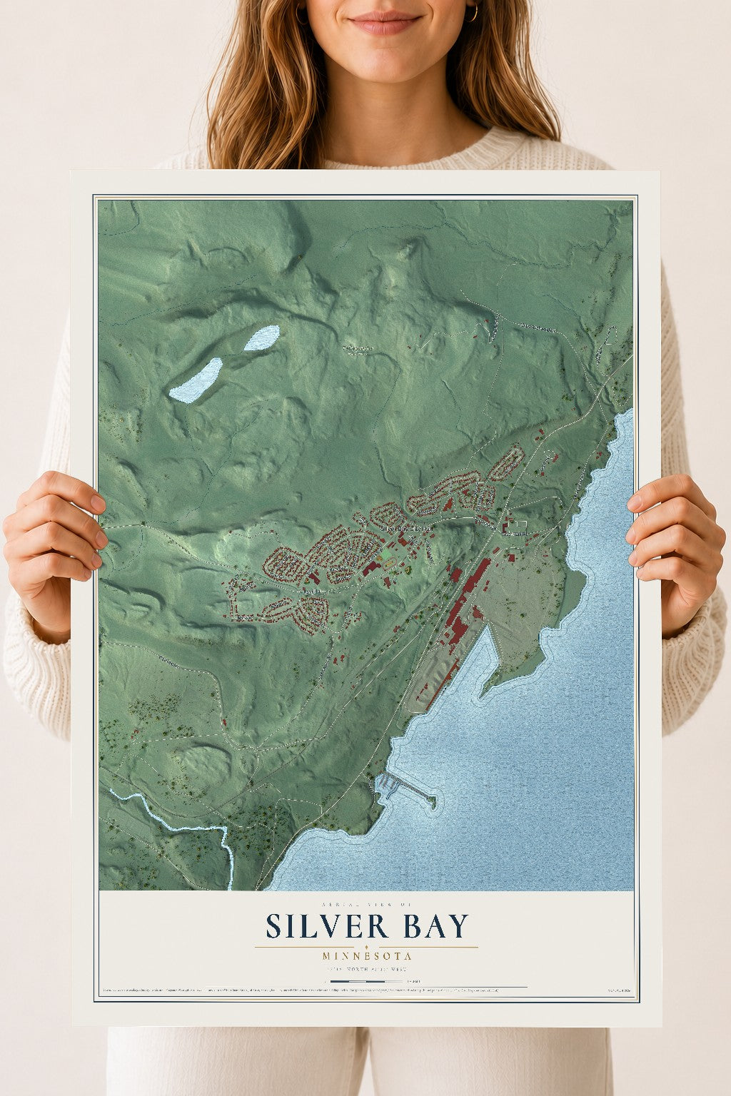 Map of Silver Bay, Minnesota, 18 x 24 inch unframed archival matte print