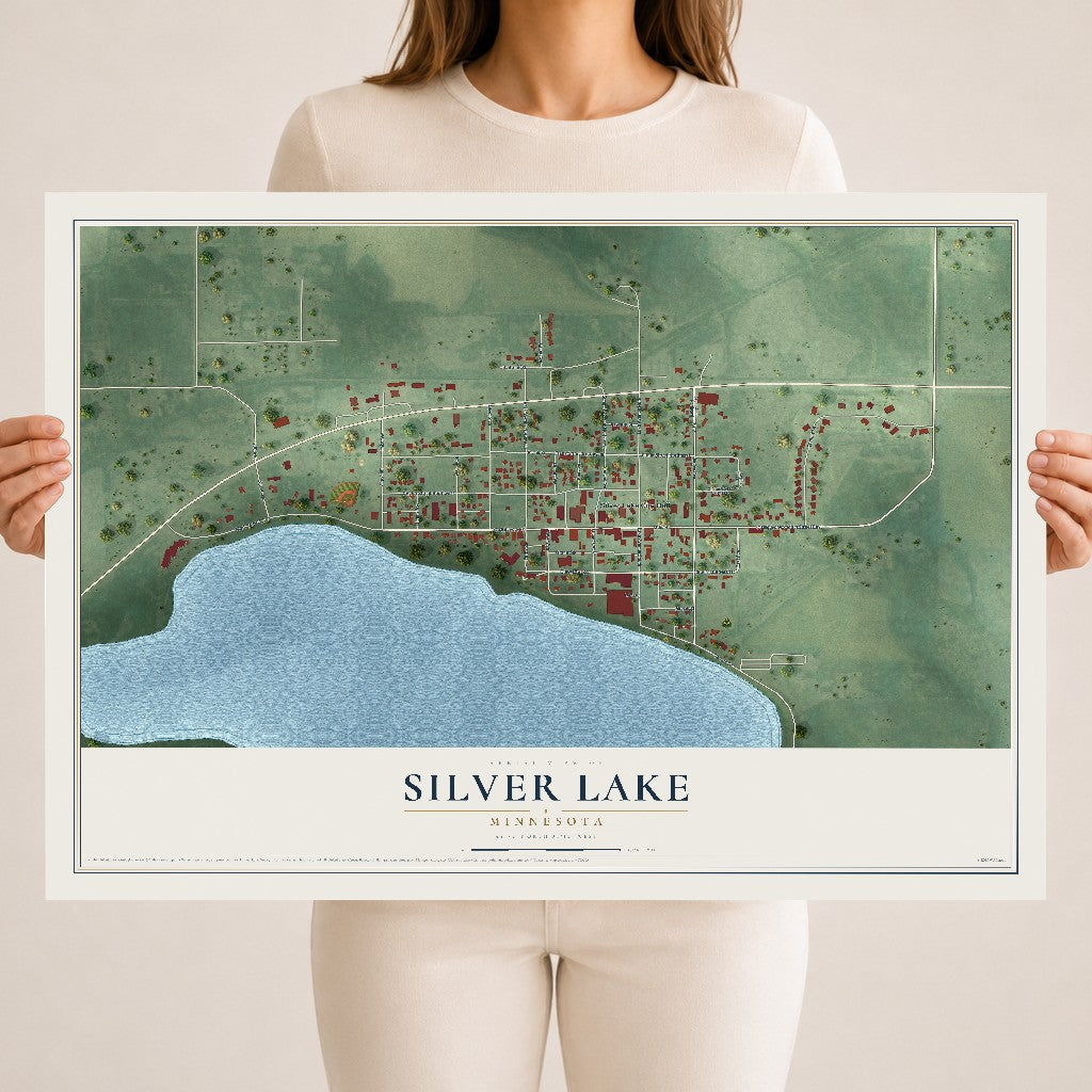 Map of Silver Lake, Minnesota, 18 x 24 inch unframed archival matte print