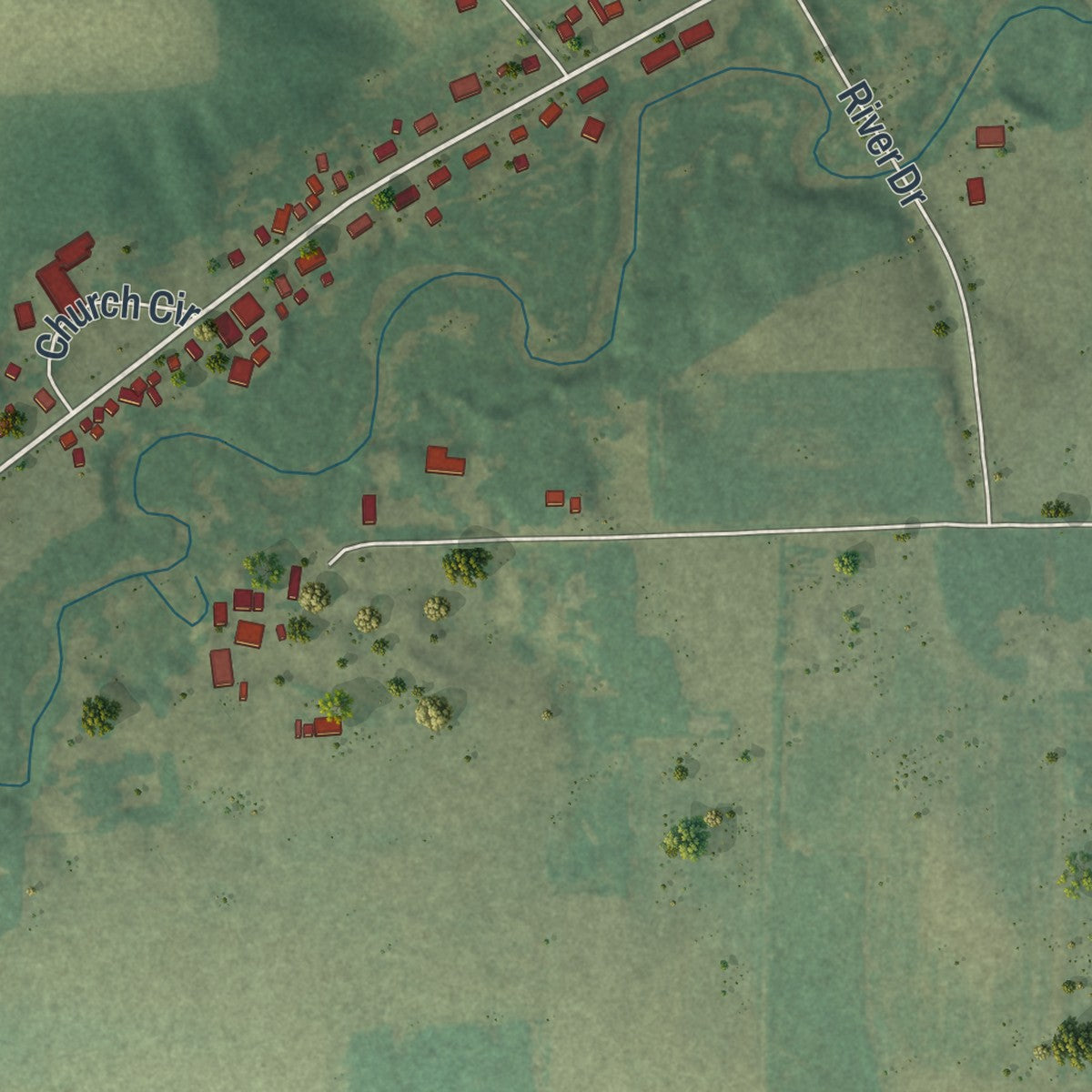 Close-up of the map of Sobieski, Minnesota print showing street and building detail