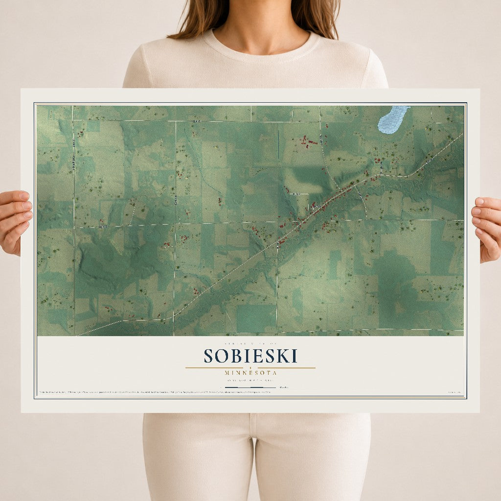 Map of Sobieski, Minnesota, 18 x 24 inch unframed archival matte print