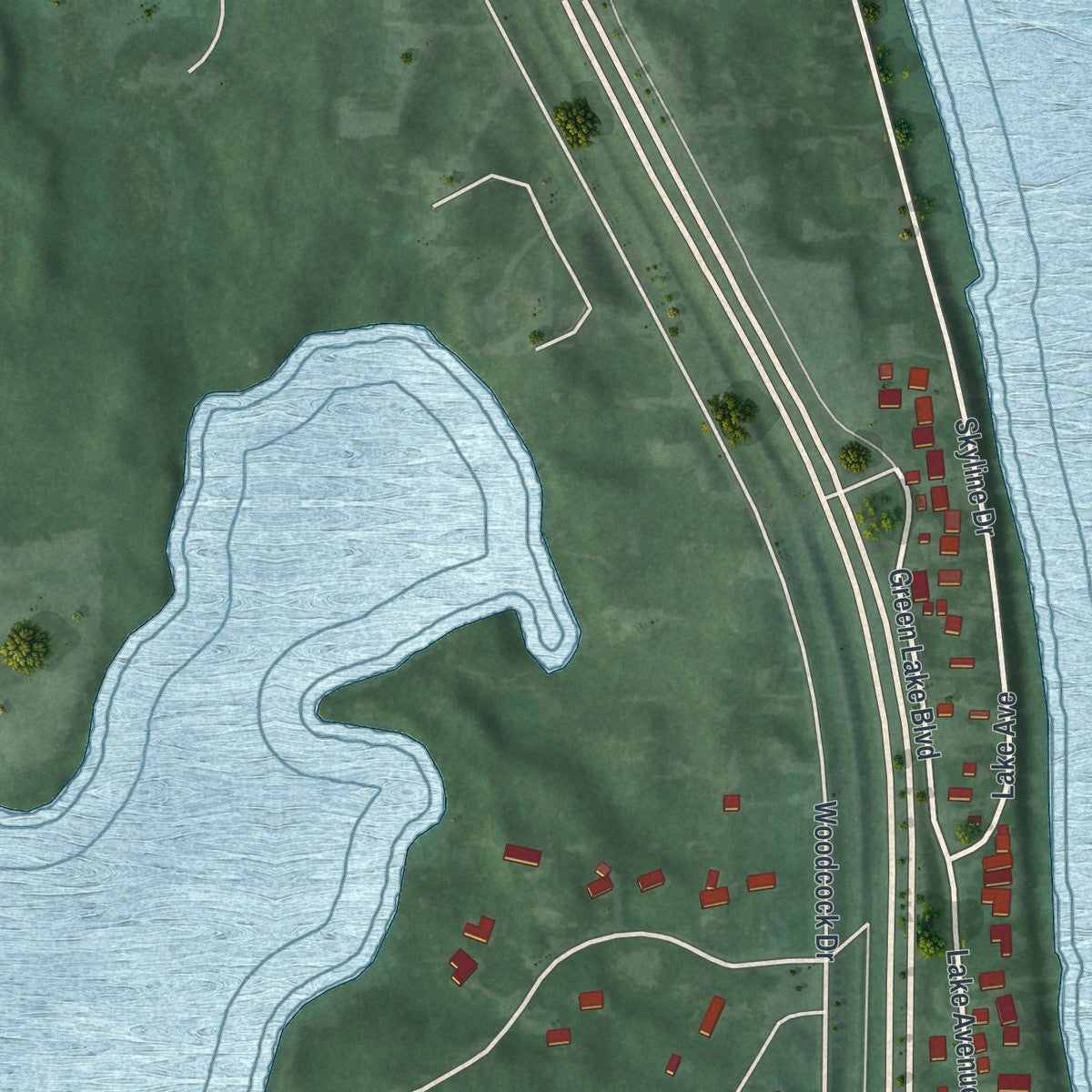 Second close-up of the map of Spicer, Minnesota print showing more streets and buildings