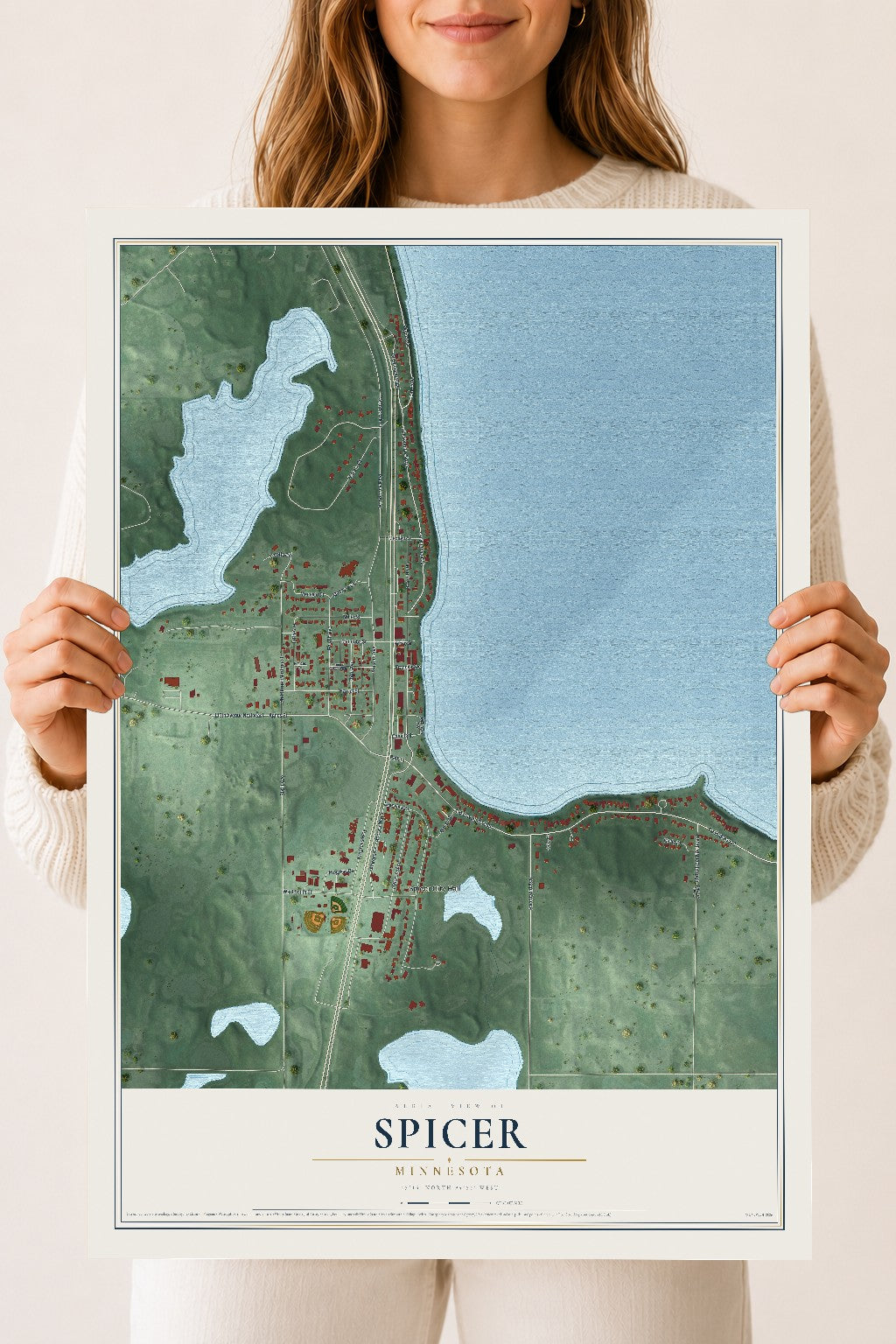 Map of Spicer, Minnesota, 18 x 24 inch unframed archival matte print