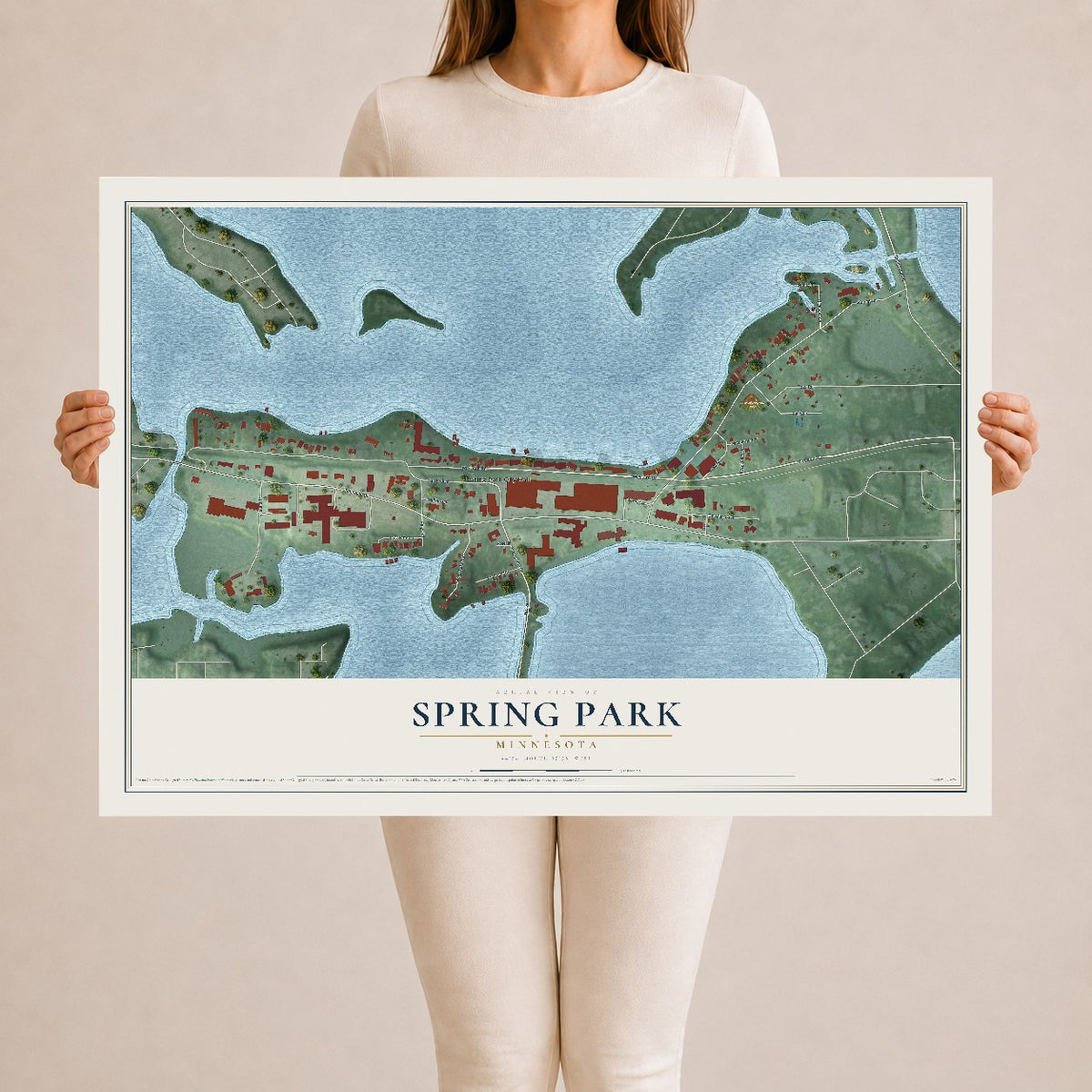 Map of Spring Park, Minnesota, 24 x 36 inch unframed archival matte print