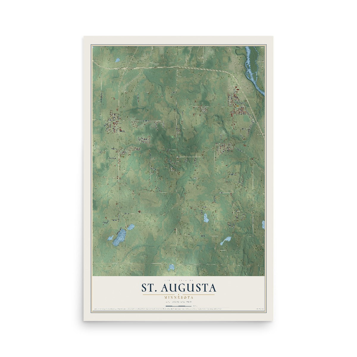 Map of St. Augusta, Minnesota, 12 x 18 inch unframed archival matte print