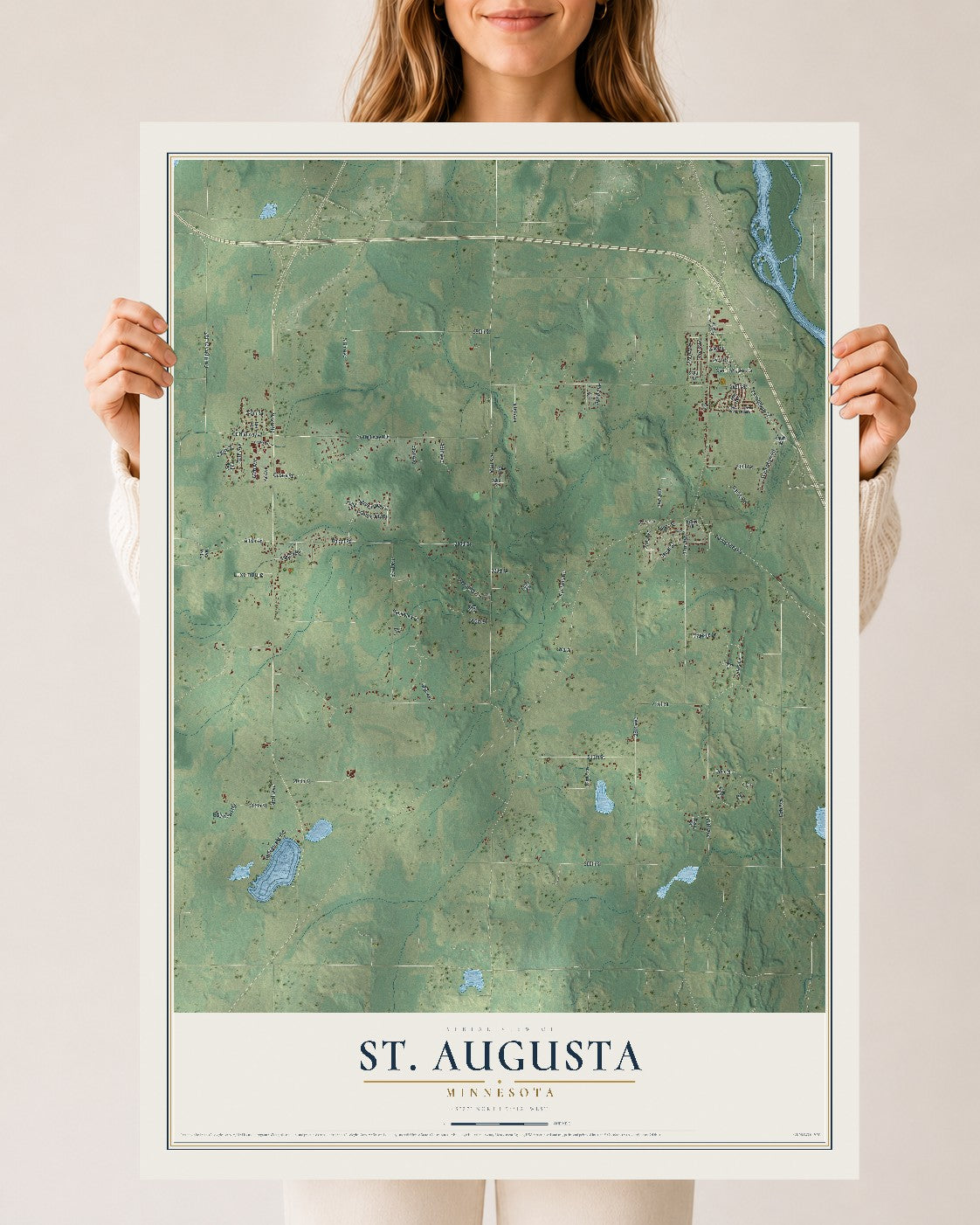 Map of St. Augusta, Minnesota, 24 x 36 inch unframed archival matte print