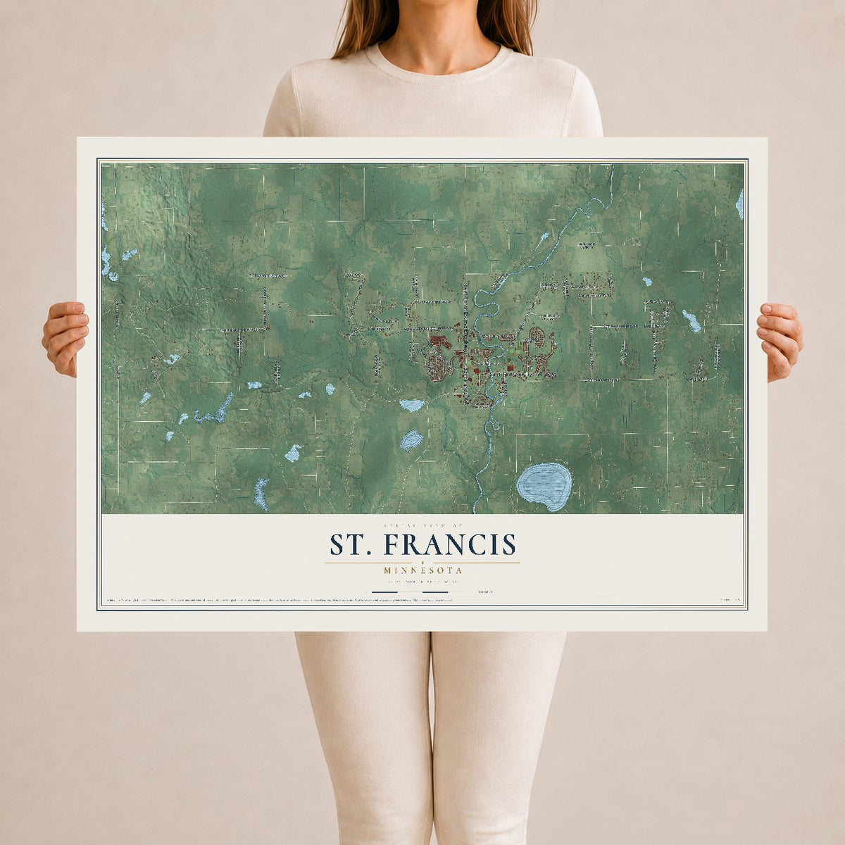 Map of St. Francis, Minnesota, 24 x 36 inch unframed archival matte print