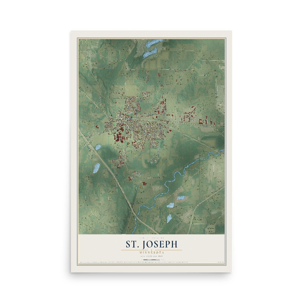 Map of St. Joseph, Minnesota, 12 x 18 inch unframed archival matte print