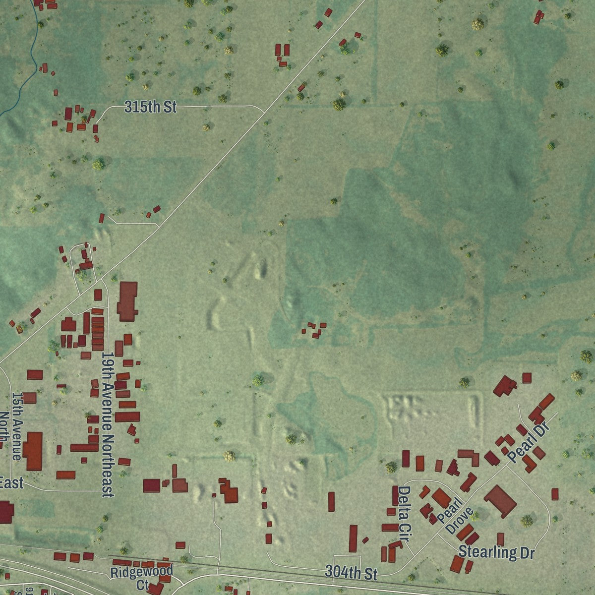 Second close-up of the map of St. Joseph, Minnesota print showing more streets and buildings