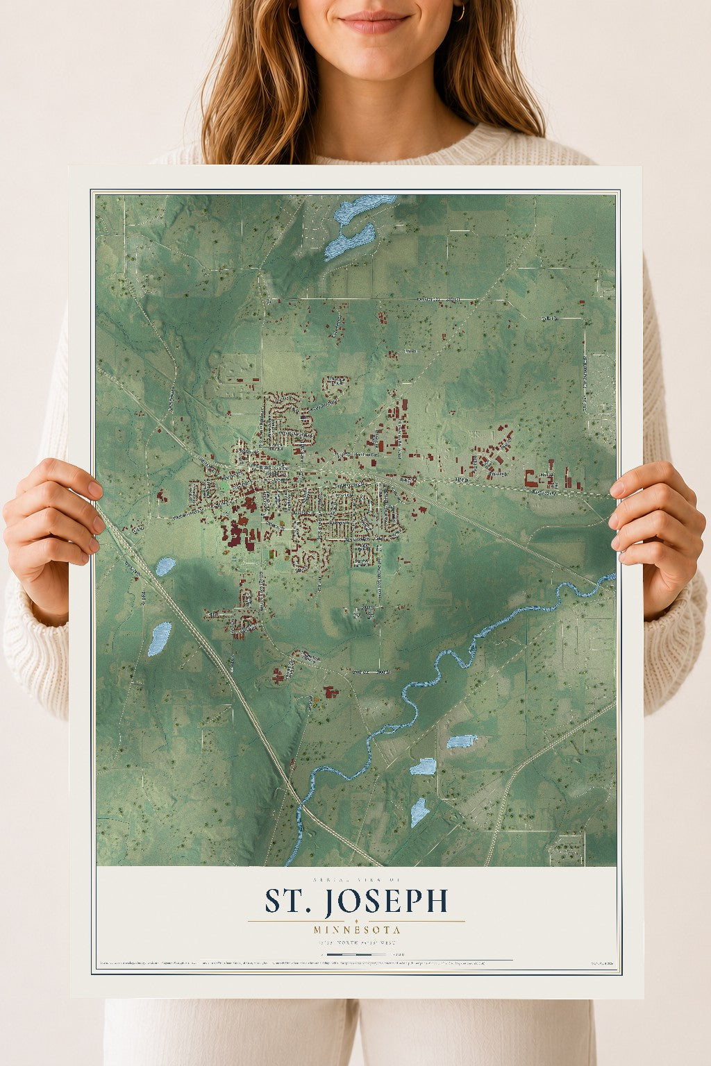 Map of St. Joseph, Minnesota, 18 x 24 inch unframed archival matte print
