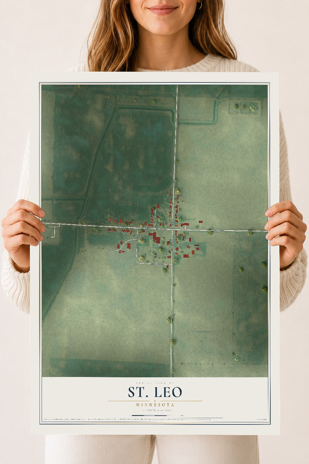 Map of St. Leo, Minnesota, 18 x 24 inch unframed archival matte print
