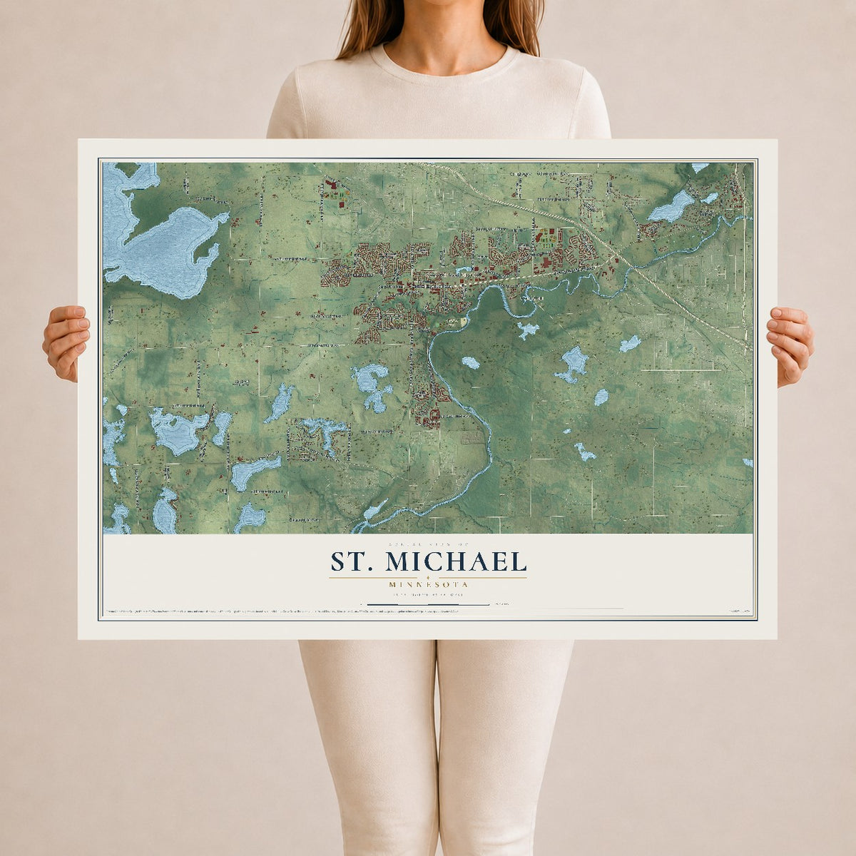 Map of St. Michael, Minnesota, 24 x 36 inch unframed archival matte print