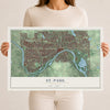 Map of St. Paul, Minnesota, 12 x 18 inch unframed archival matte print