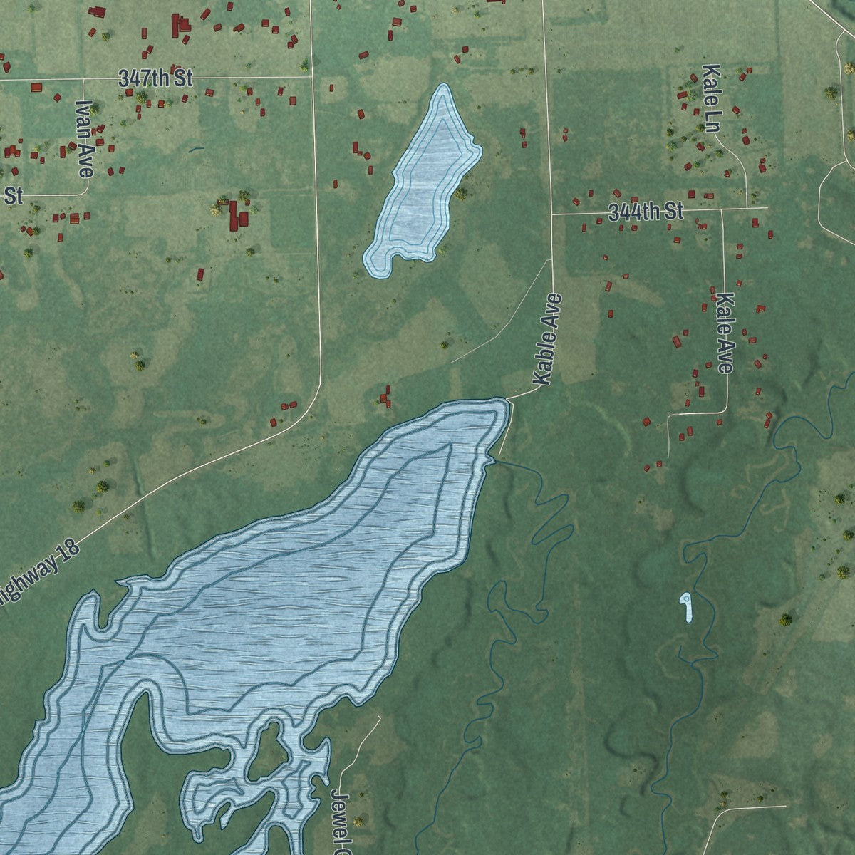 Second close-up of the map of Stacy, Minnesota print showing more streets and buildings