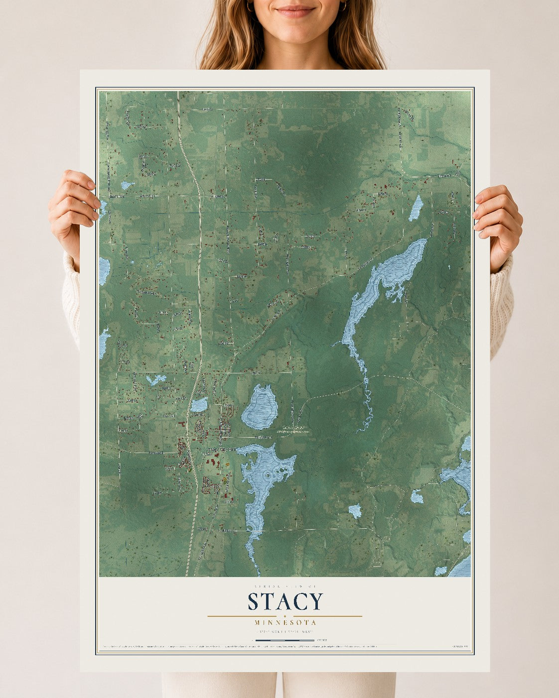 Map of Stacy, Minnesota, 24 x 36 inch unframed archival matte print