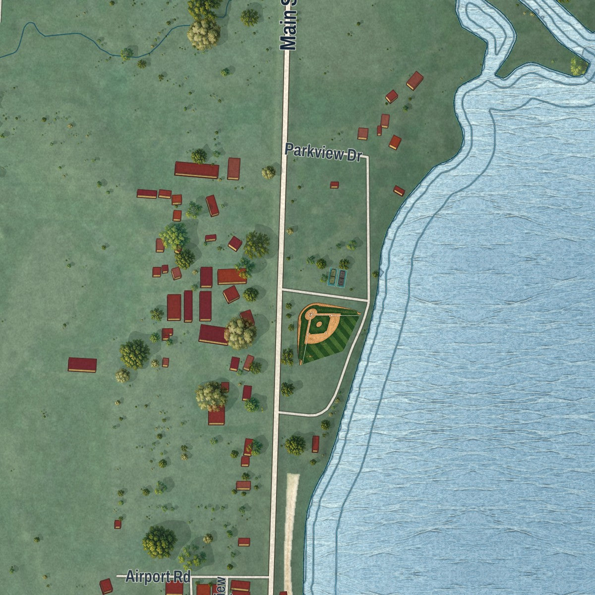 Second close-up of the map of Starbuck, Minnesota print showing more streets and buildings