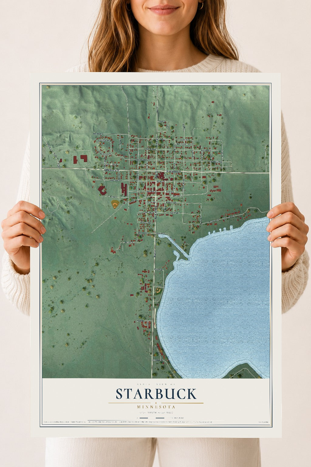 Map of Starbuck, Minnesota, 18 x 24 inch unframed archival matte print