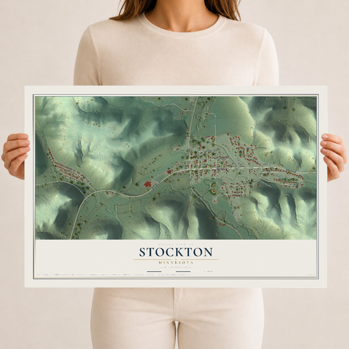 Map of Stockton, Minnesota, 12 x 18 inch unframed archival matte print