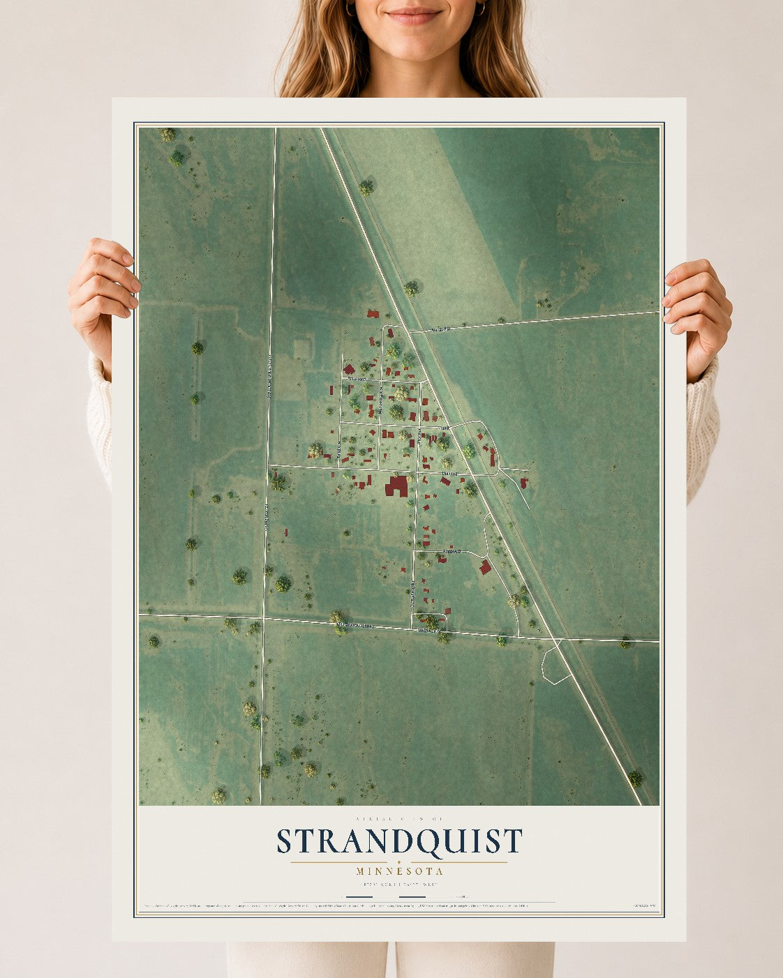 Map of Strandquist, Minnesota, 24 x 36 inch unframed archival matte print