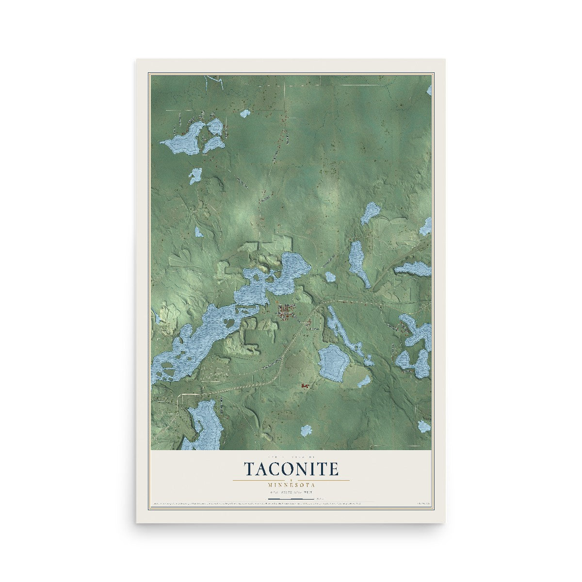 Map of Taconite, Minnesota, 12 x 18 inch unframed archival matte print