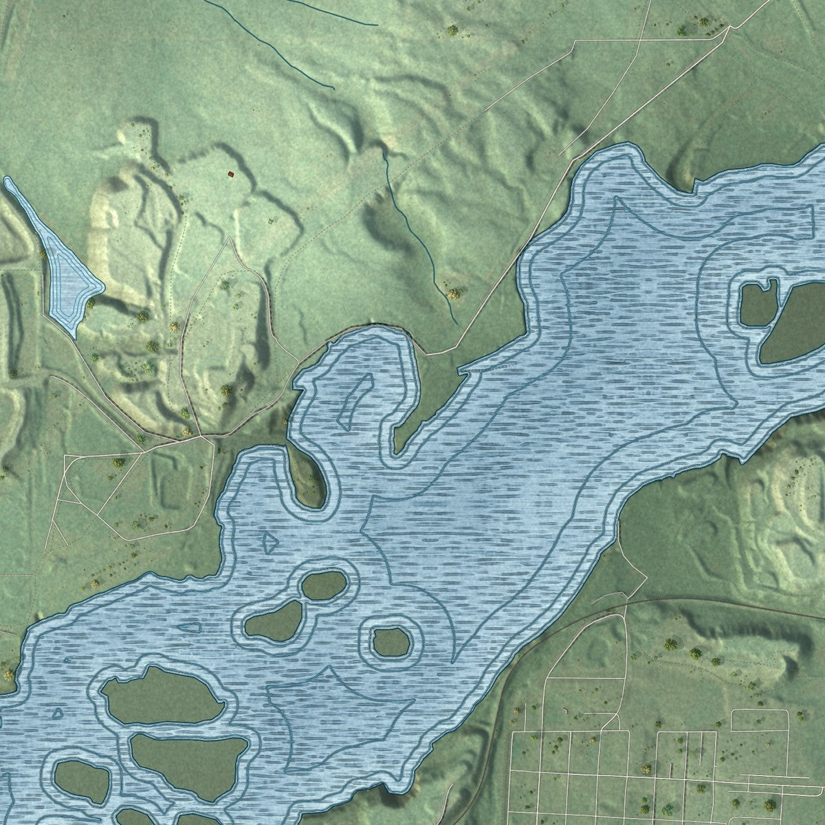 Close-up of the map of Taconite, Minnesota print showing street and building detail