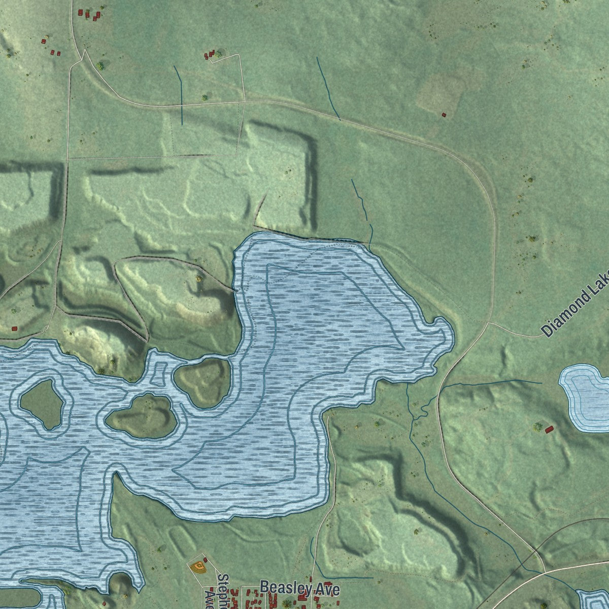 Second close-up of the map of Taconite, Minnesota print showing more streets and buildings
