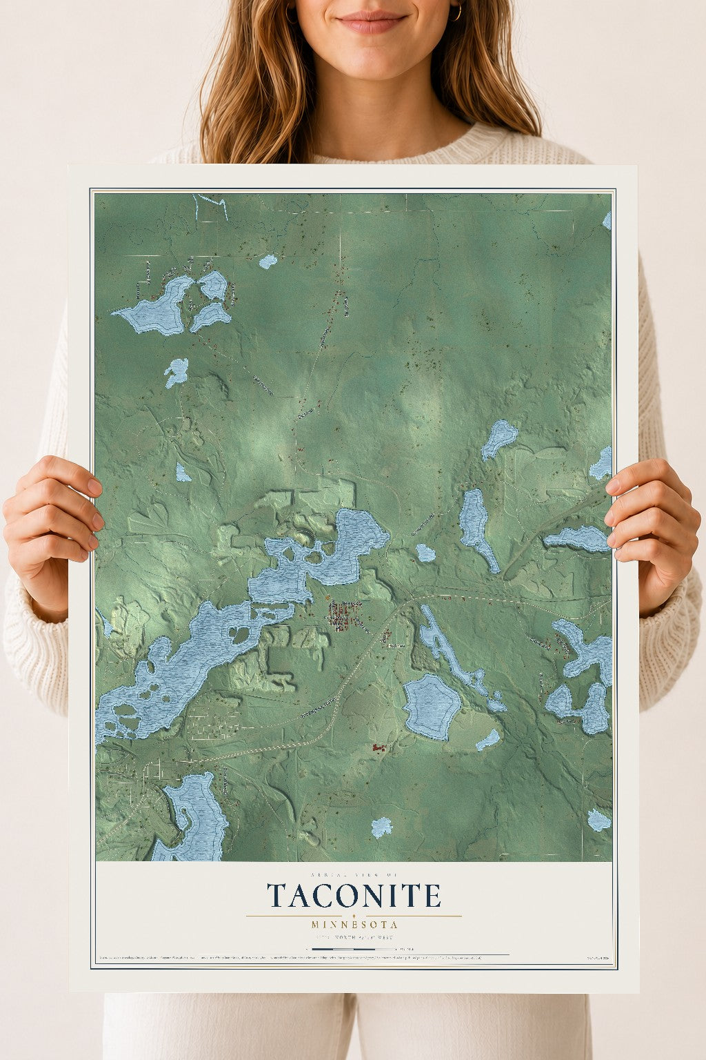 Map of Taconite, Minnesota, 18 x 24 inch unframed archival matte print