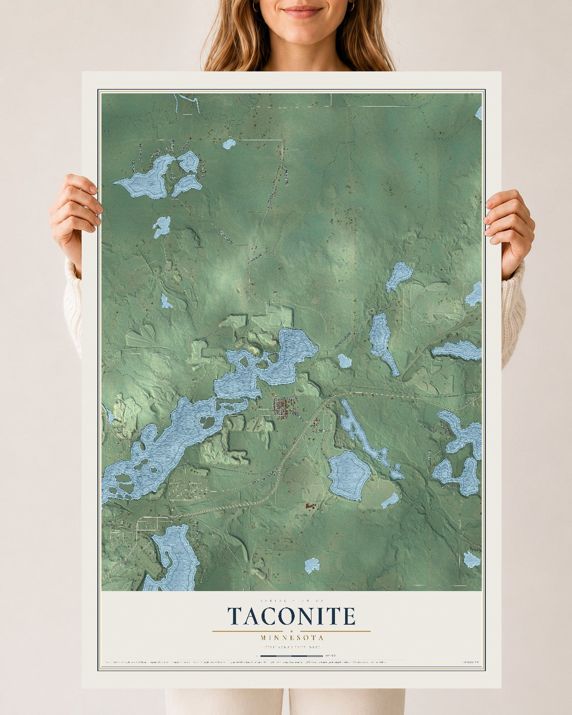 Map of Taconite, Minnesota, 24 x 36 inch unframed archival matte print
