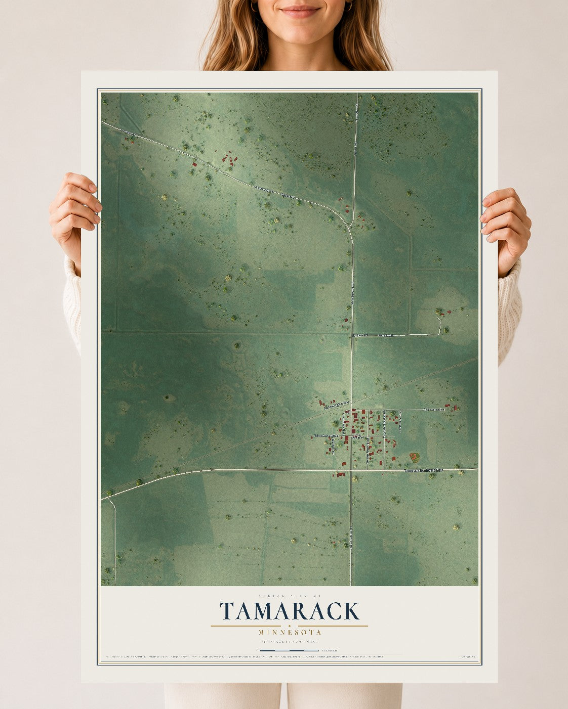 Map of Tamarack, Minnesota, 24 x 36 inch unframed archival matte print
