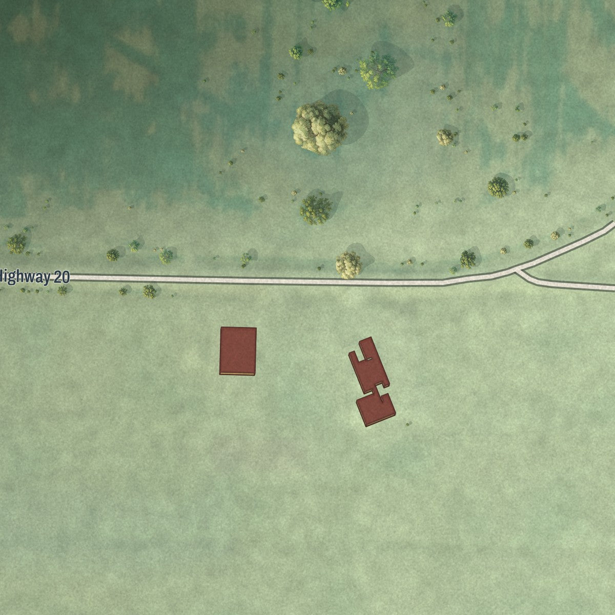 Second close-up of the map of Tintah, Minnesota print showing more streets and buildings