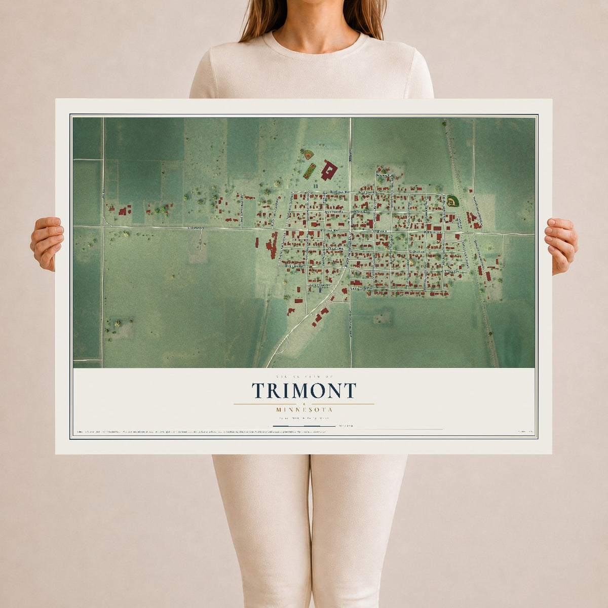 Map of Trimont, Minnesota, 24 x 36 inch unframed archival matte print